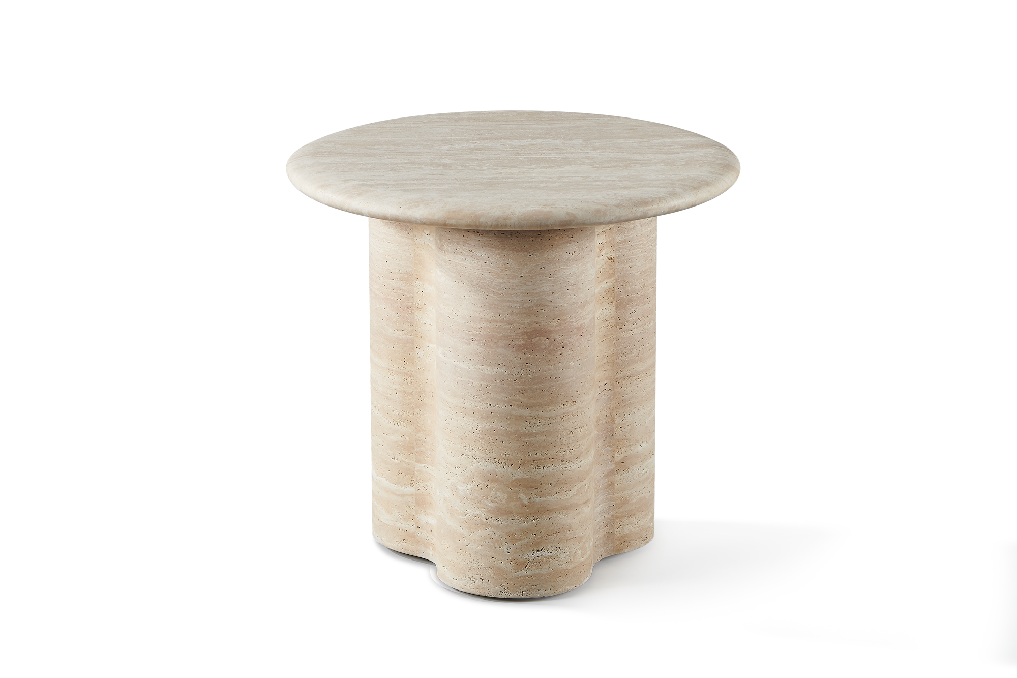 Valencia Otis Travertine Outdoor Side Table, Beige