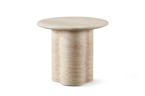 Valencia Otis Travertine Outdoor Side Table, Beige