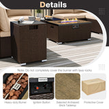Outdoor PE Rattan Conversation Set with 32” Propane Fire Pit Table and Tank Holder