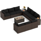 Outdoor PE Rattan Conversation Set with 32” Propane Fire Pit Table and Tank Holder