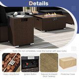 Outdoor PE Rattan Conversation Set with 32” Propane Fire Pit Table and Tank Holder