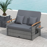 Outdoor Wicker Daybed with Folding Panels and Storage Ottoman