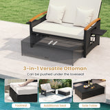 Outdoor Wicker Daybed with Folding Panels and Storage Ottoman