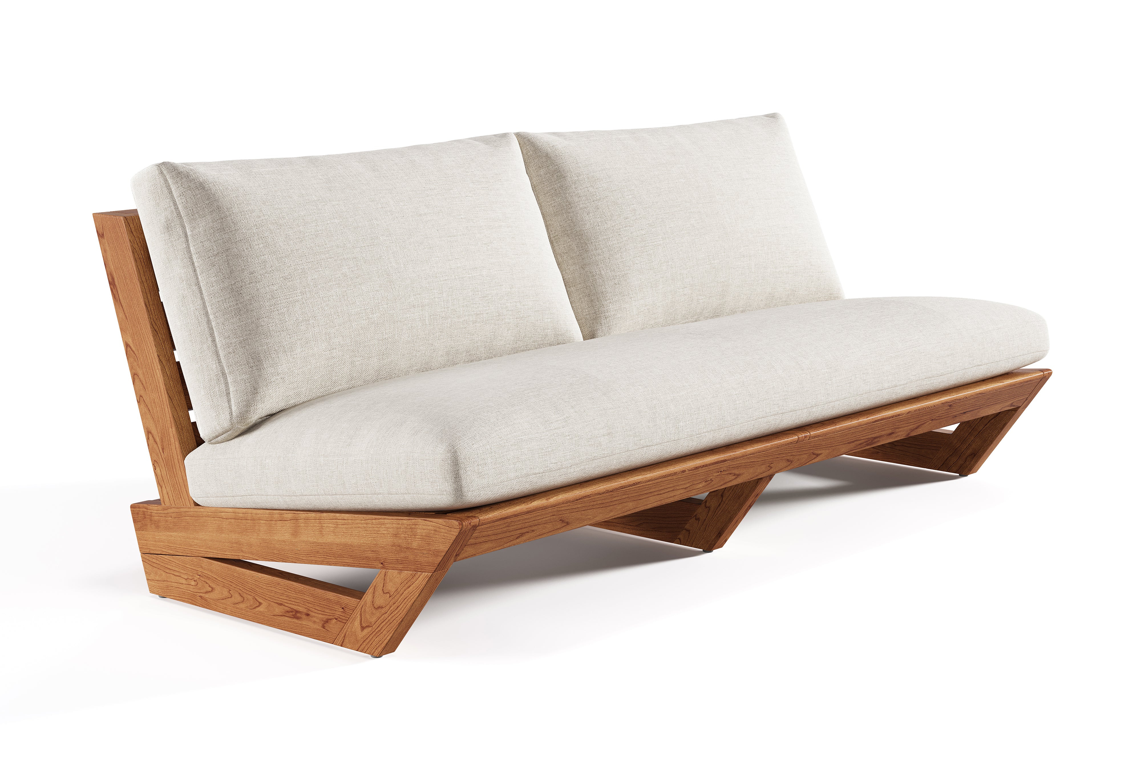 Valencia Paolo Teak Outdoor Fabric Loveseat, Light Grey