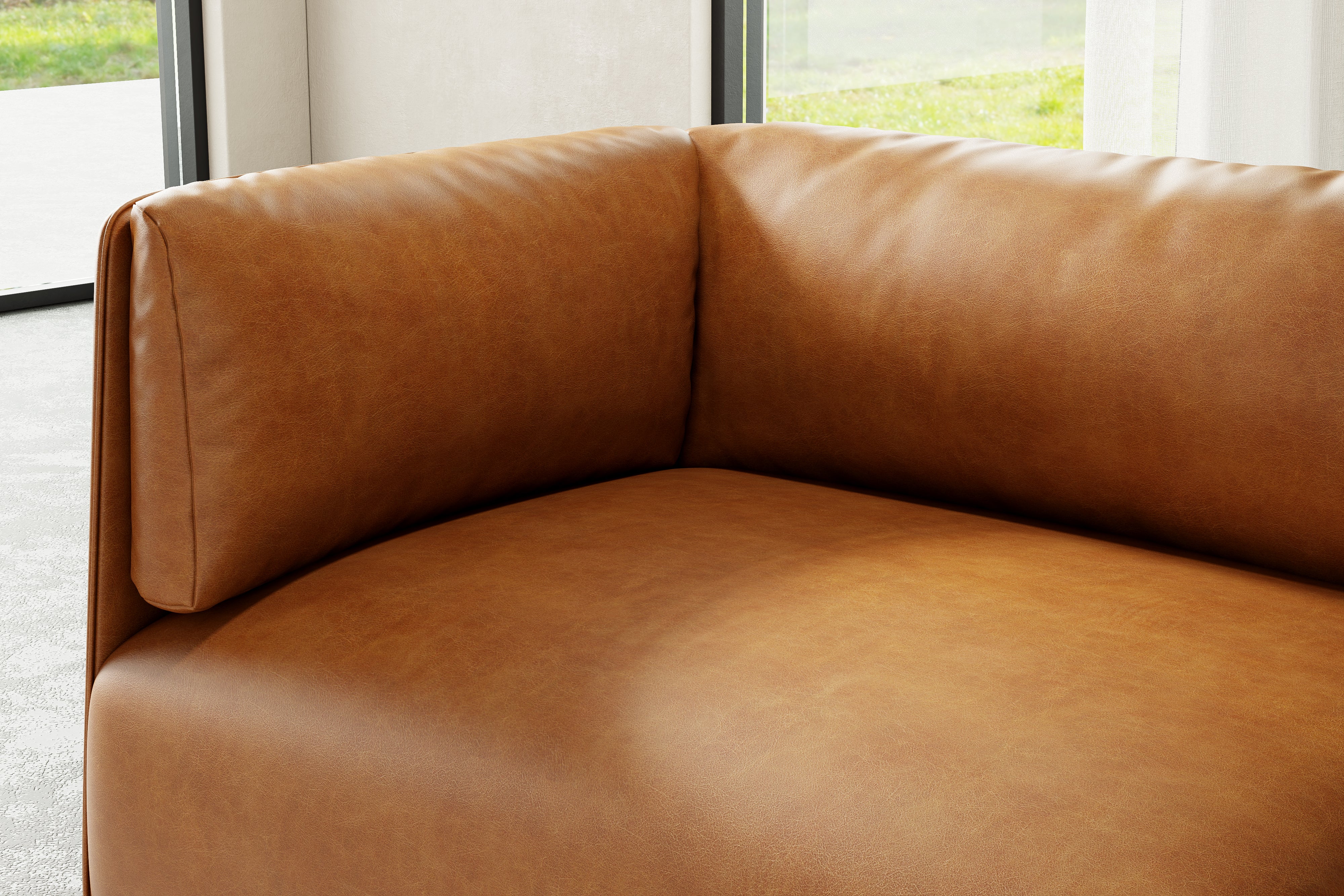 Valencia Parker Full-Aniline Leather 80" Wide Sofa, Cognac