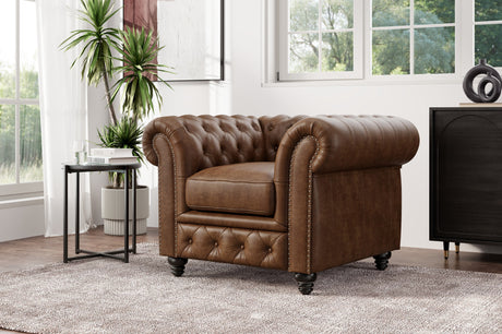 Parma Leather Chesterfield Accent Chair