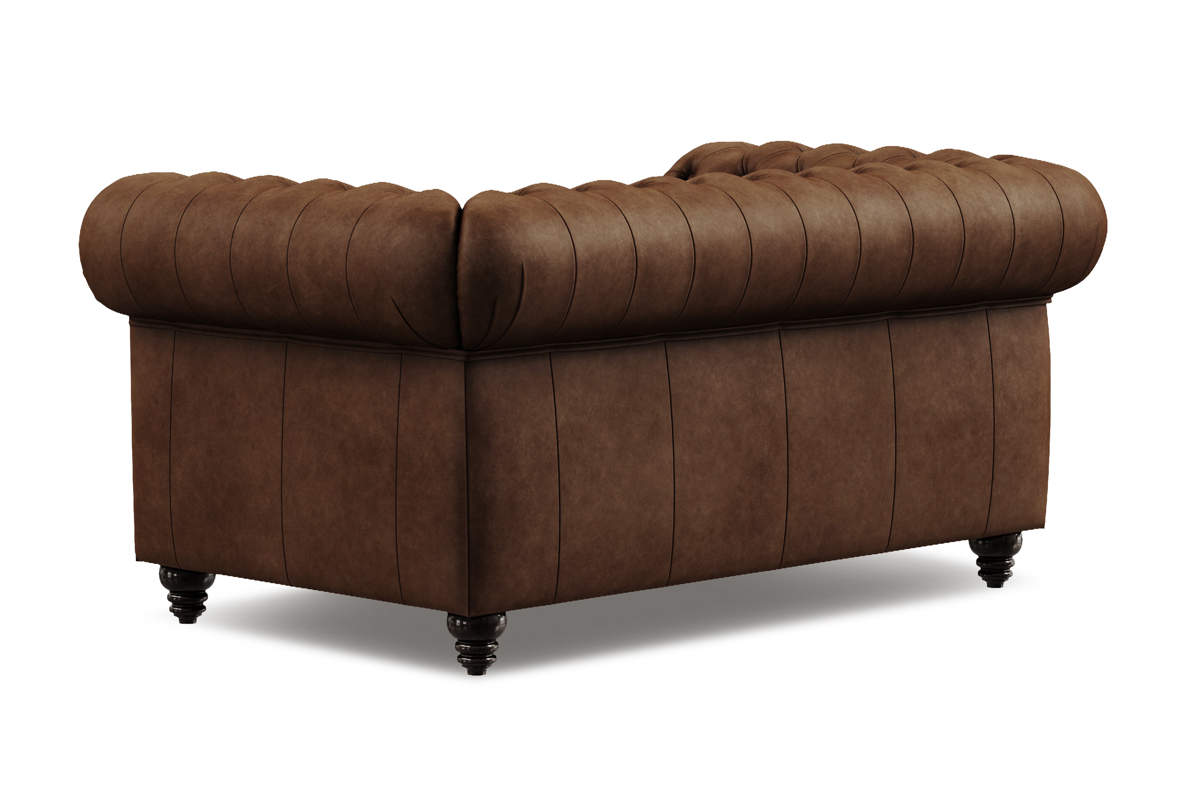 Valencia Parma 64" Full Aniline Leather Chesterfield Loveseat Sofa, Chocolate Color