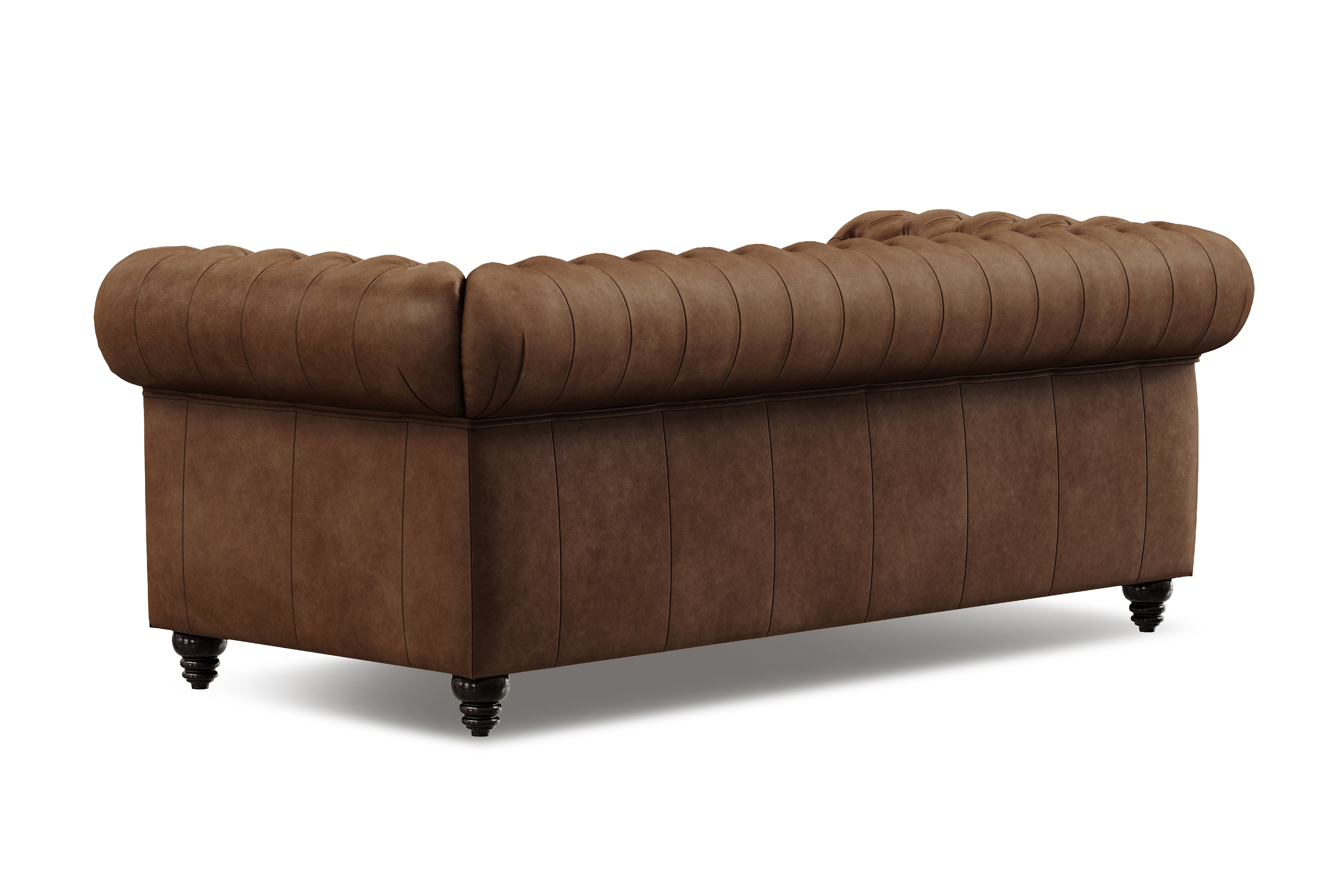 Valencia Parma 82" Full Aniline Leather Chesterfield Three Seats Sofa, Chocolate