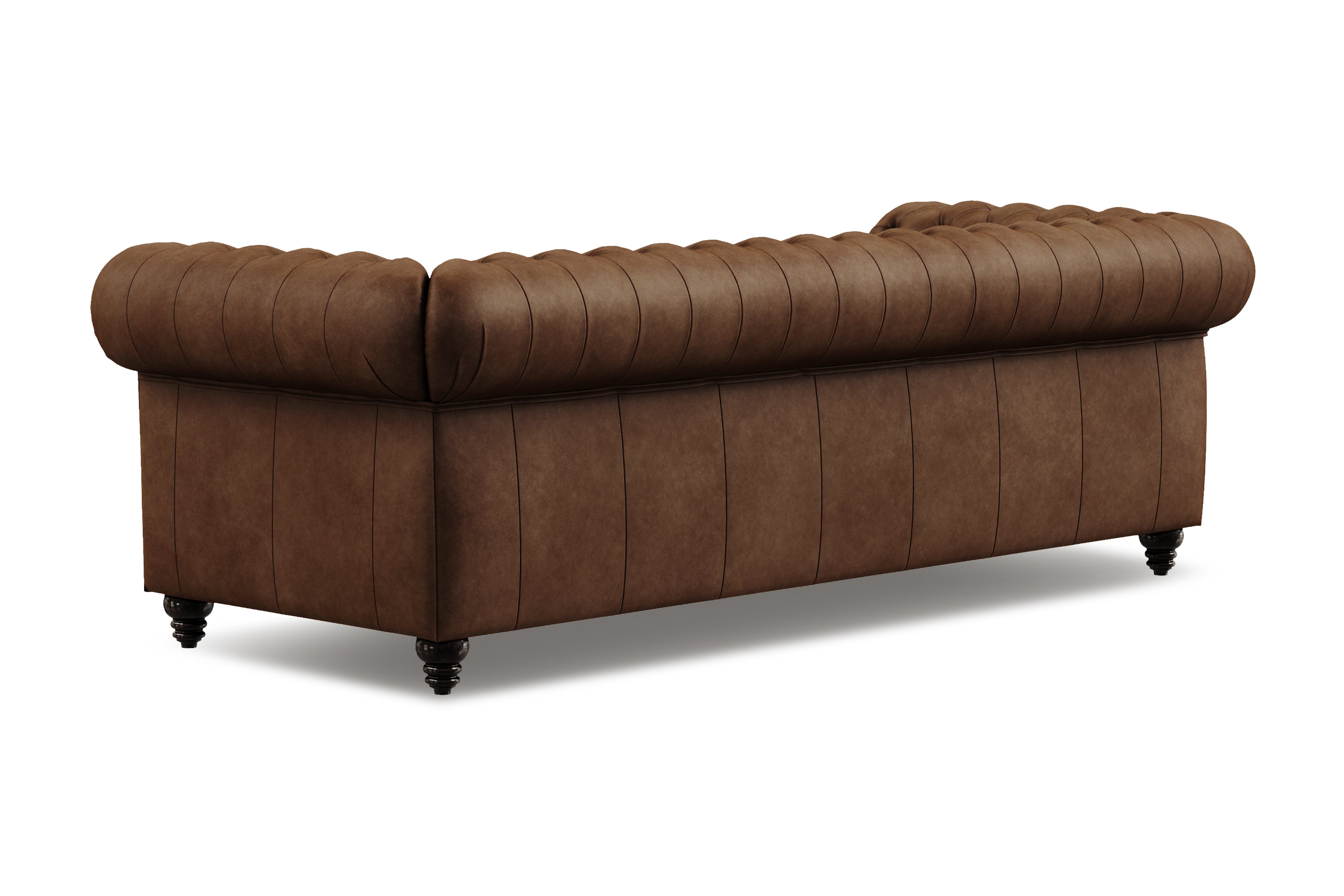 Valencia Parma 92" Full Aniline Leather Chesterfield Three Seats Sofa, Chocolate