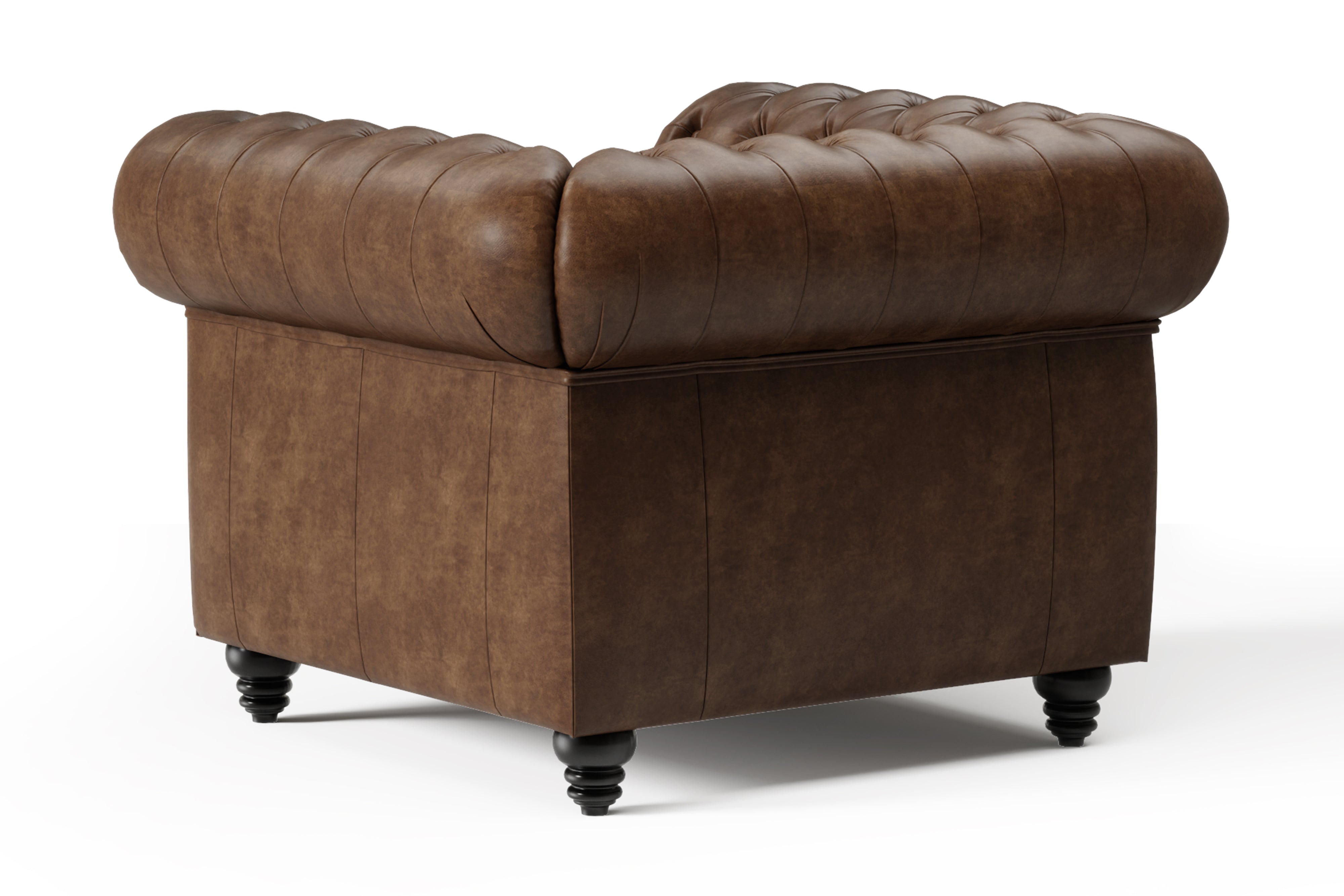 Valencia Parma Full Aniline Leather Chesterfield Single Sofa Accent Chair, Chocolate