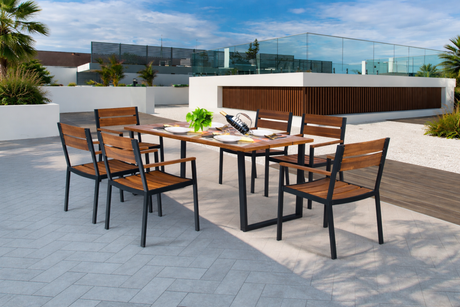 Patented 7 Pieces Patented Outdoor Patio Dining Table Set with Hole