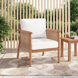Patio Acacia Wood Chair Set of 4 with Woven Rope Armrests and Seat Back Cushions for Backyard