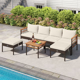 Patio Rattan Chairs with Ottomans and Side Table for Backyard