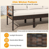 Patio Rattan Chairs with Ottomans and Side Table for Backyard