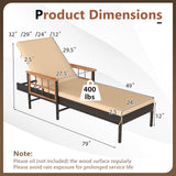 Patio Rattan Chaise Lounge with 4-Level Adjustable Backrest