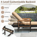 Patio Rattan Chaise Lounge with 4-Level Adjustable Backrest