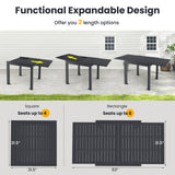 Patio Rectangular Aluminum Table and Stackable Armchairs Set with Slatted Tabletop and Seats