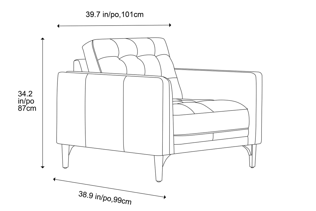 Valencia Penney Top Grain Leather Accent Chair, Dark Grey