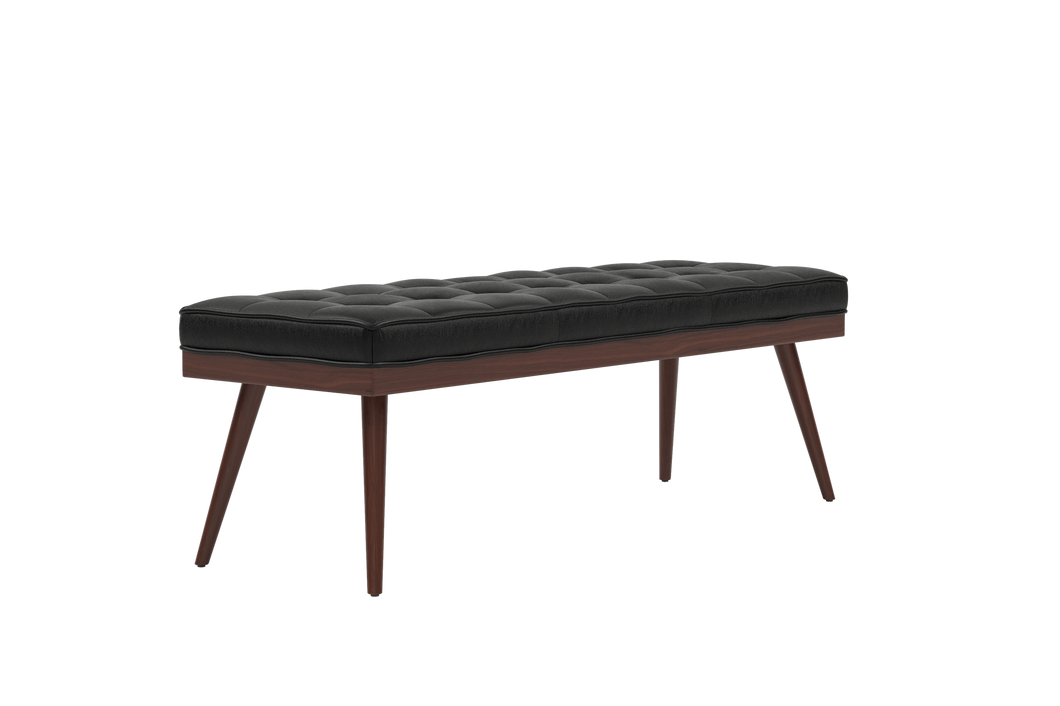 Valencia Piper Top Grain Leather Bench, Black