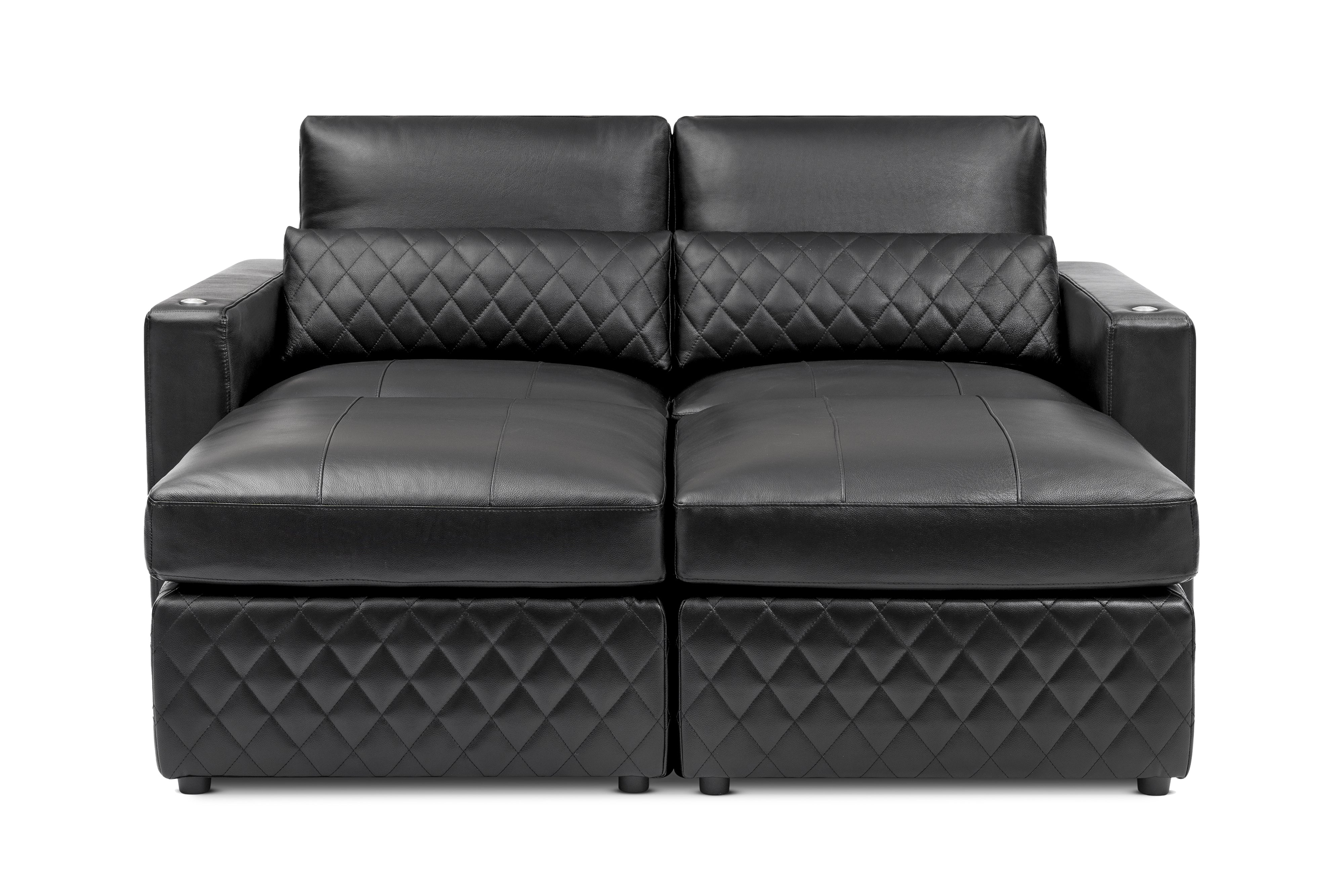 Valencia Pisa Top Grain Nappa 11000 Leather Lounge Sectional Sofa, Loveseat with 2 Ottomans, Black