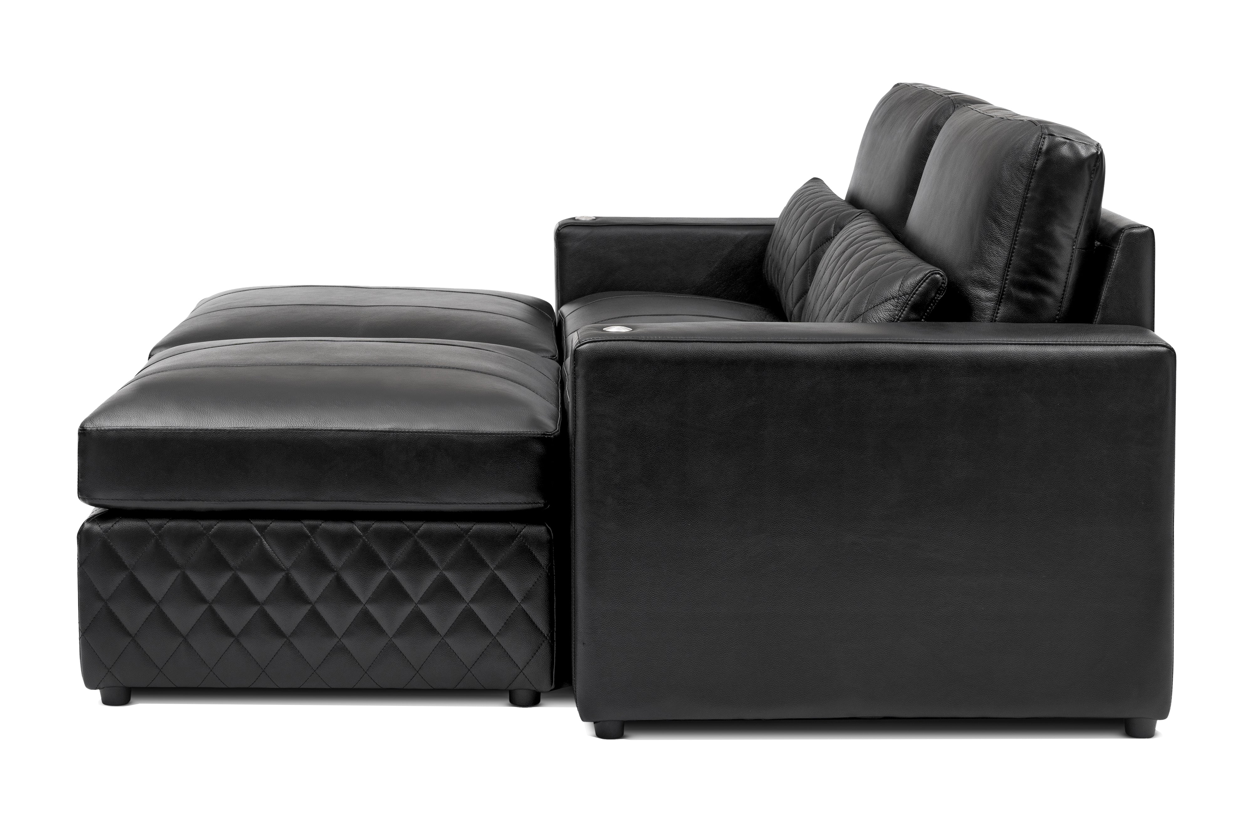 Valencia Pisa Top Grain Nappa 11000 Leather Lounge Sectional Sofa, Loveseat with 2 Ottomans, Black