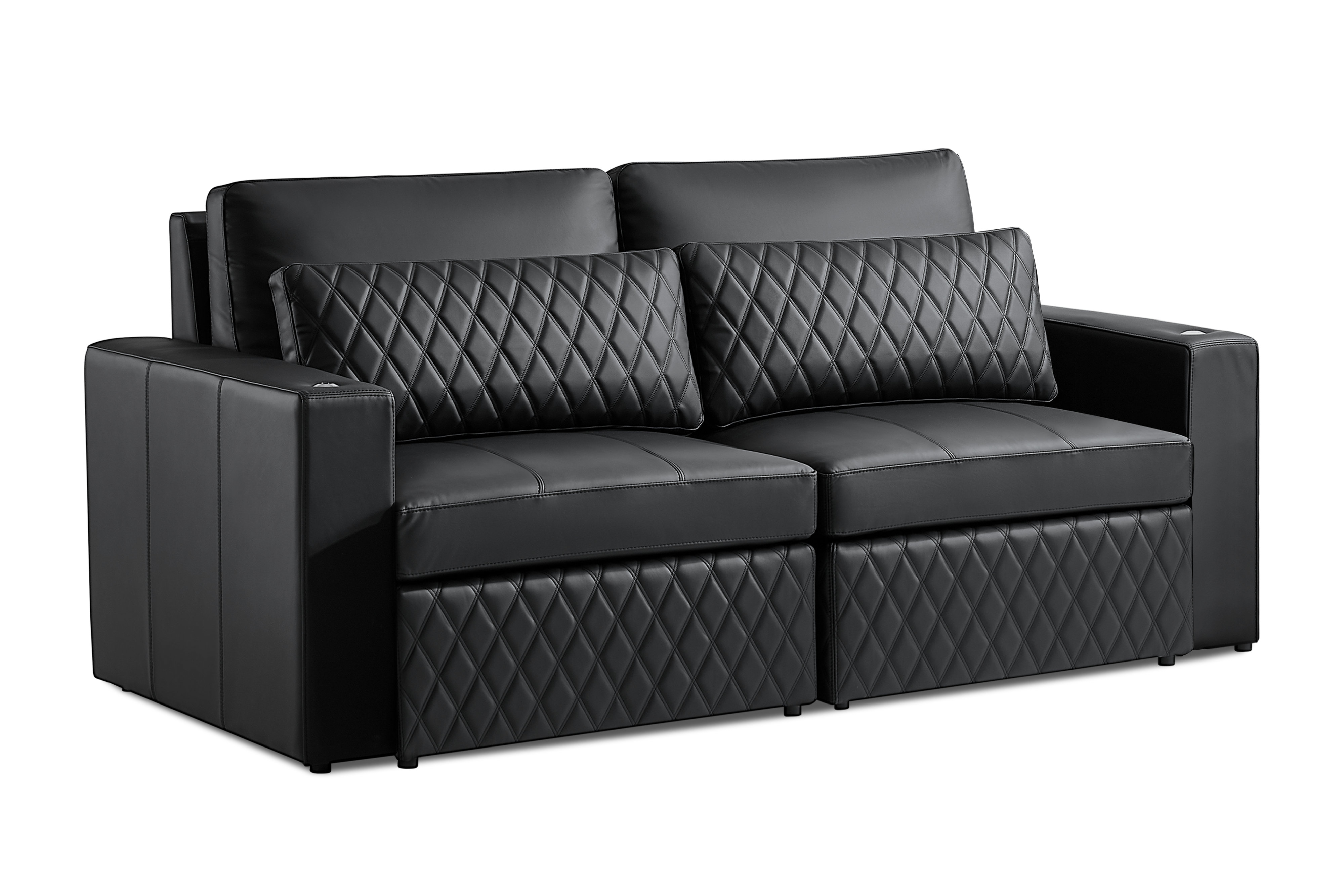 Valencia Pisa Ultimate Nappa 20000 Leather Lounge Sectional Sofa, Loveseat, Black