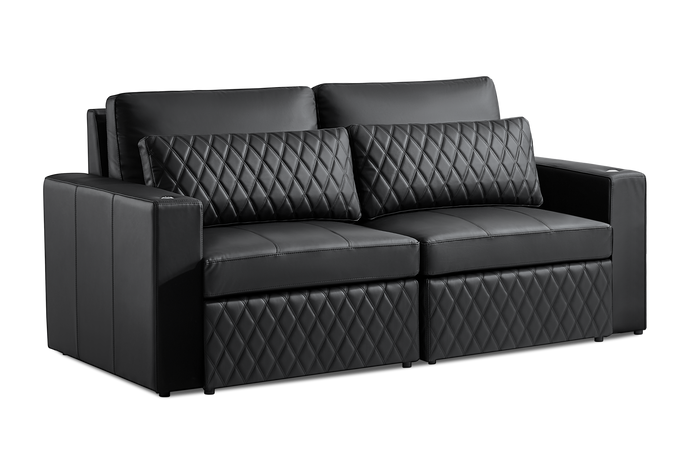 Valencia Pisa Ultimate Nappa 20000 Leather Lounge Sectional Sofa, Loveseat, Black