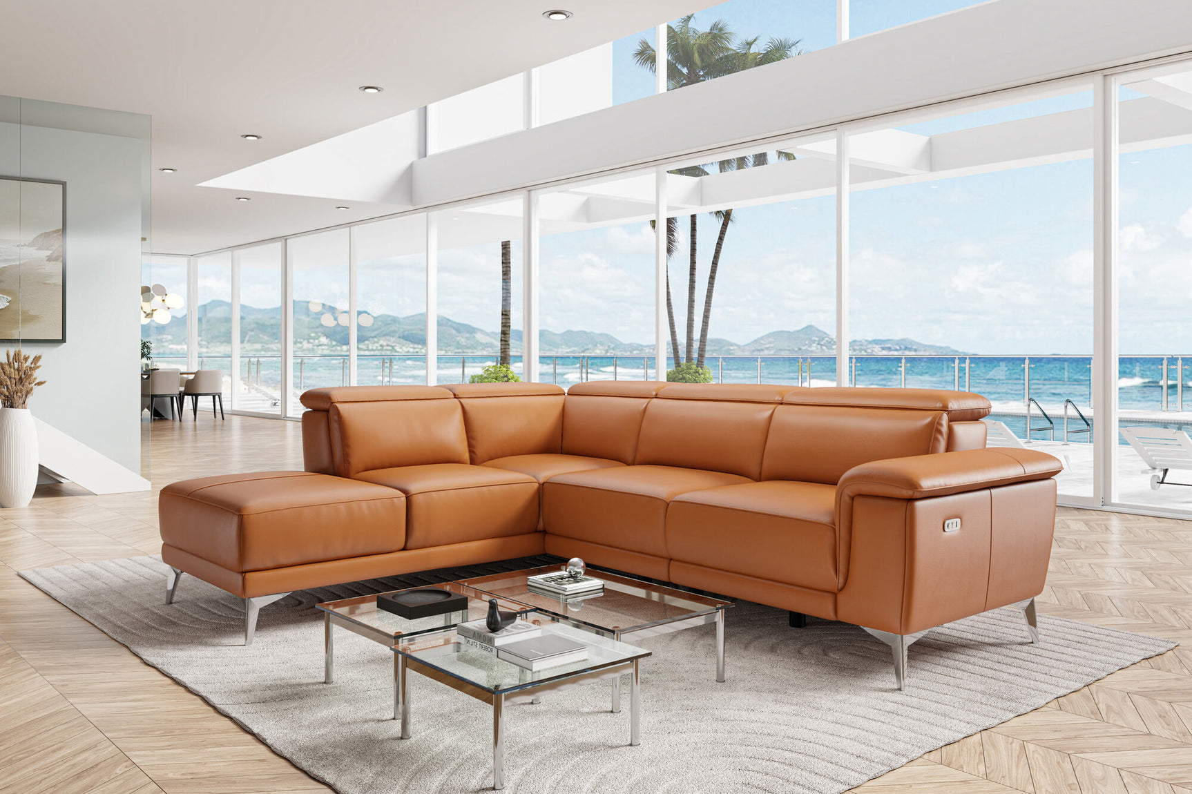 Pista Leather Reclining Sectional Sofa