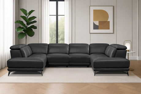 Pista Leather U Chaises Sectional Sofa