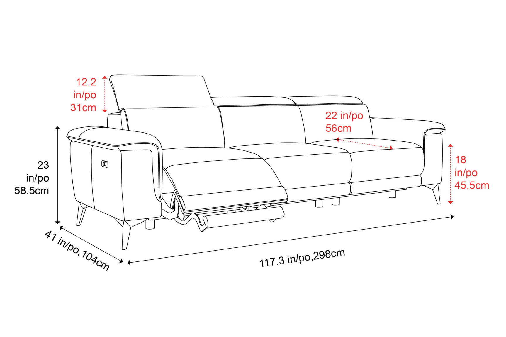 Pista Leather Reclining Sofa