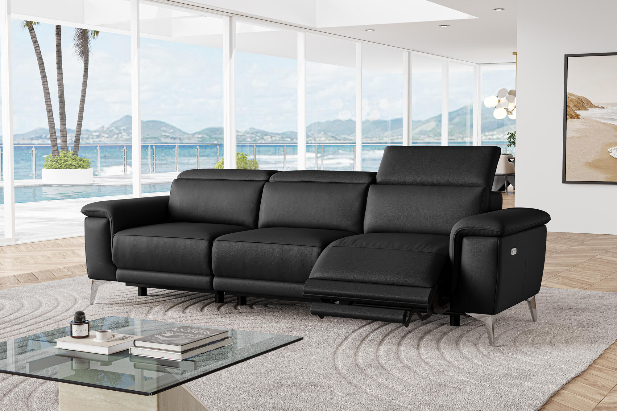 Pista Leather Reclining Sofa