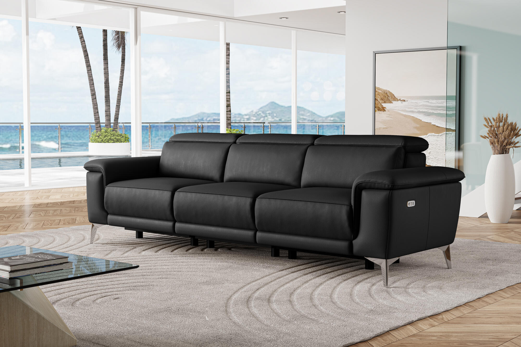 Pista Leather Reclining Sofa