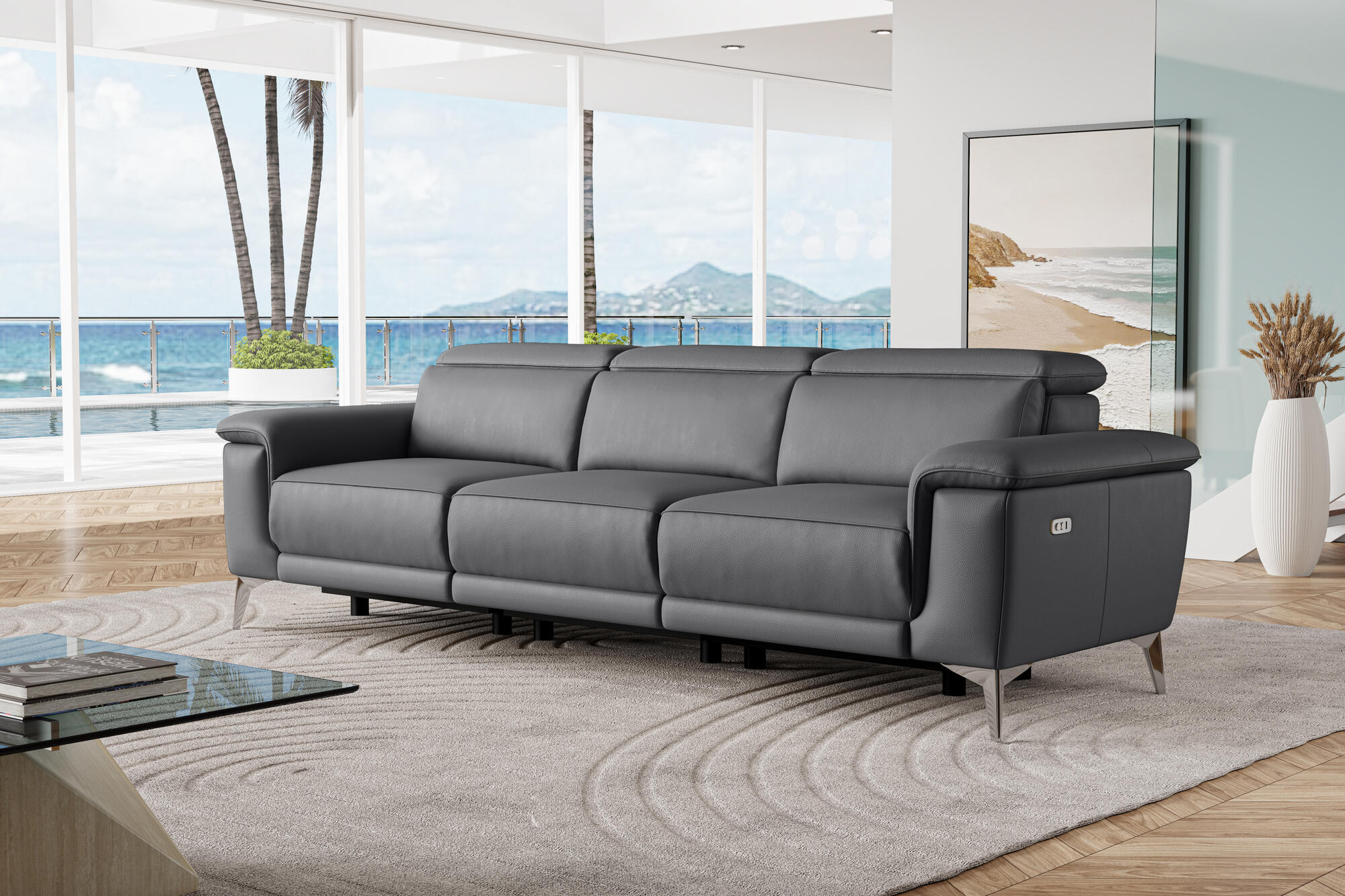 Pista Leather Reclining Sofa