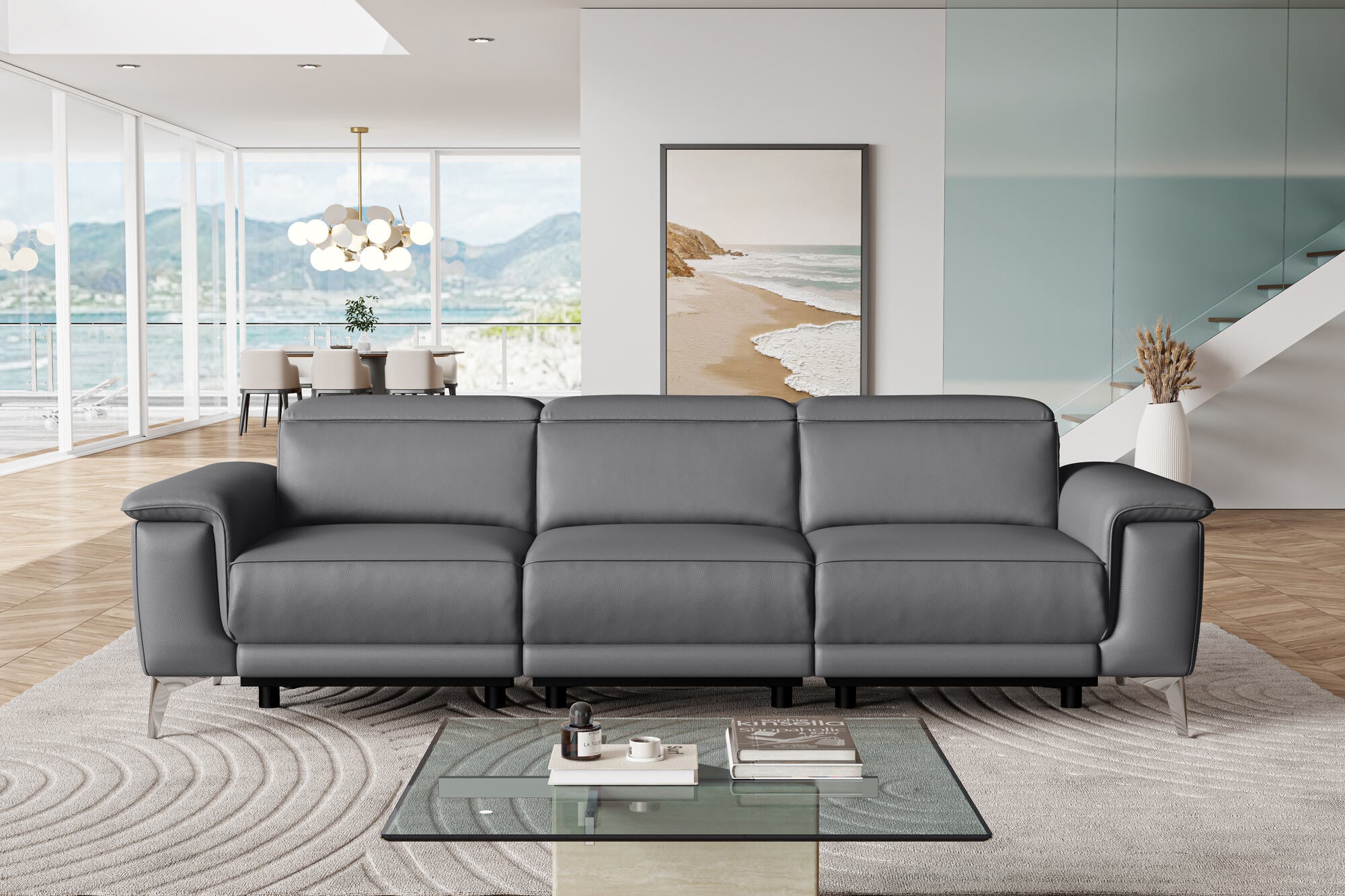 Pista Leather Reclining Sofa