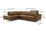 Pista reclining chaise sectional in Weathered Saddle distressed Italian aniline leather, left chaise configuration
