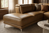 Pista reclining chaise sectional in Weathered Saddle distressed Italian aniline leather, left chaise configuration