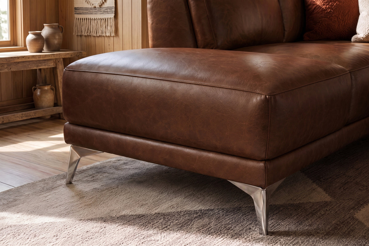 Valencia Pista Distressed Leather Reclining Chaise Sectional Sofa