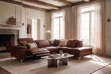 Valencia Pista Distressed Leather Reclining Chaise Sectional Sofa