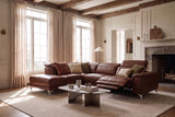 Valencia Pista Distressed Leather Reclining Chaise Sectional Sofa