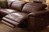 Valencia Pista Distressed Leather Reclining Chaise Sectional Sofa