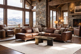 Valencia Pista Distressed Leather Reclining Chaise Sectional Sofa