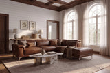 Valencia Pista Distressed Leather Reclining Chaise Sectional Sofa