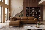 Pista reclining chaise sectional in Weathered Saddle distressed Italian aniline leather, left chaise configuration
