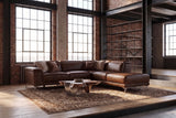 Valencia Pista Distressed Leather Reclining Chaise Sectional Sofa