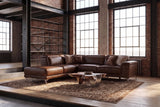 Valencia Pista Distressed Leather Reclining Chaise Sectional Sofa