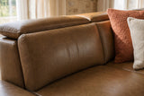 Pista reclining chaise sectional in Weathered Saddle distressed Italian aniline leather, left chaise configuration