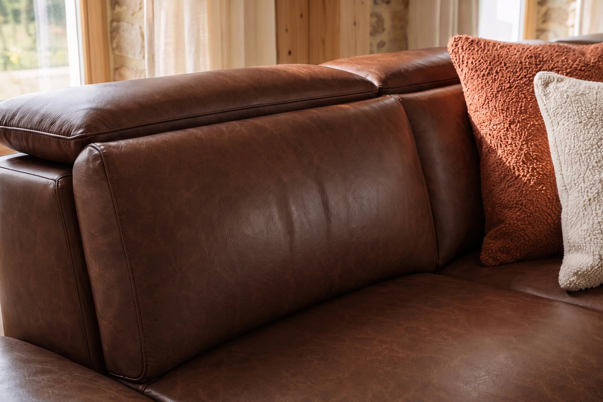 Valencia Pista Distressed Leather Reclining Chaise Sectional Sofa