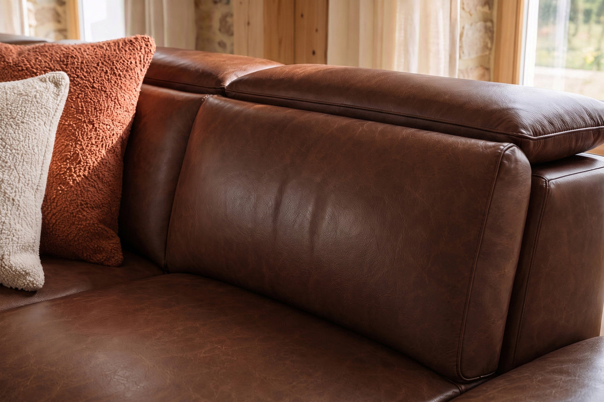 Valencia Pista Distressed Leather Reclining Chaise Sectional Sofa