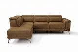 Pista reclining chaise sectional in Weathered Saddle distressed Italian aniline leather, left chaise configuration
