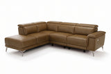 Pista reclining chaise sectional in Weathered Saddle distressed Italian aniline leather, left chaise configuration